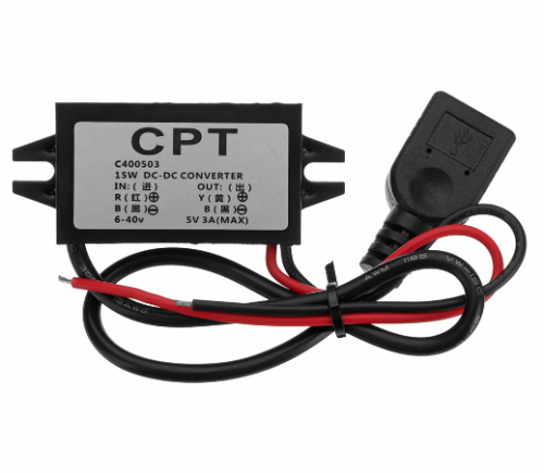 CPT Converter Module 12V/24V To 5V 3A 1USB Output Power Adapter Car